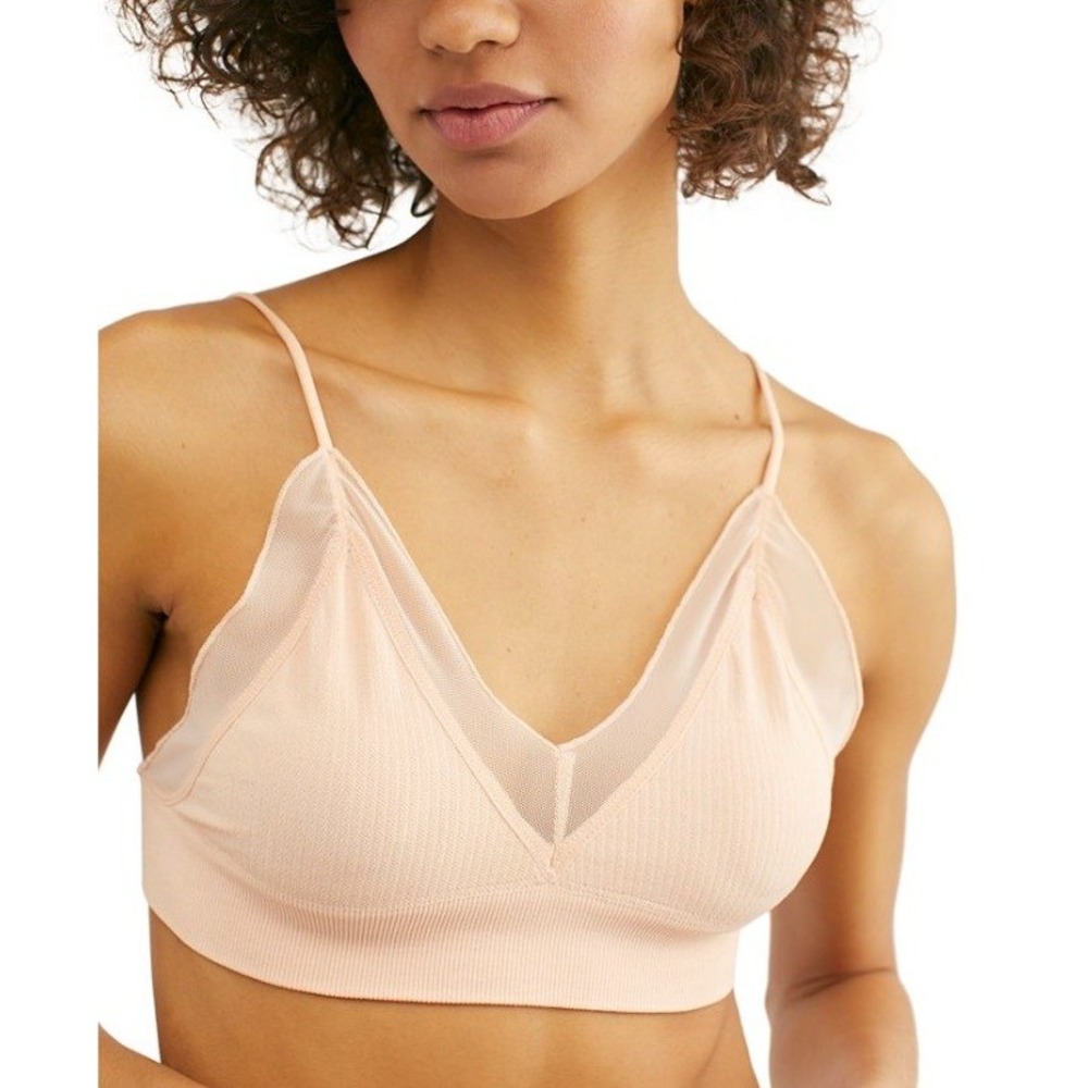 NEW Free People Charlee‎ Braless Mesh Detail Blush XS/S